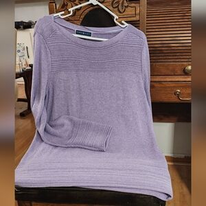 Karen Scott Lavender Crew Neck Sweater Cotton